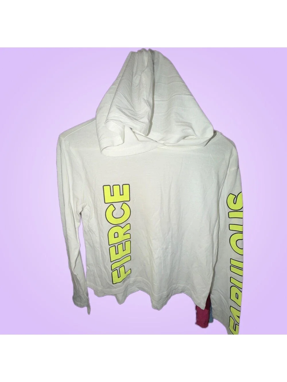 Justice Active Girls Size 12 White Fierce Fabulous Hooded Shirt